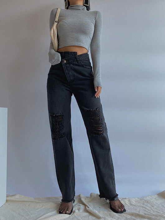 Jeans Slim Straight Sueltos para Mujer - Image 11