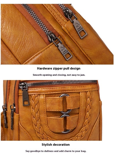 Bolso de Cuero PU Texturizado con Compartimento en el Pecho - Image 14