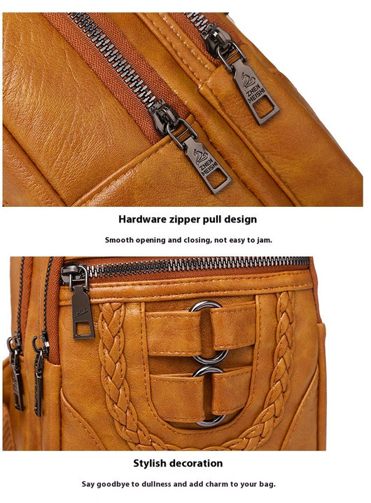 Bolso de Cuero PU Texturizado con Compartimento en el Pecho - Image 14