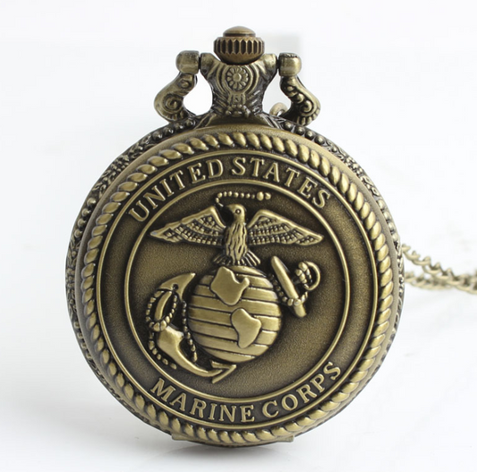Reloj de Bolsillo Cuarzo Conmemorativo Infantería de Marina - Estilo Vintage Retro