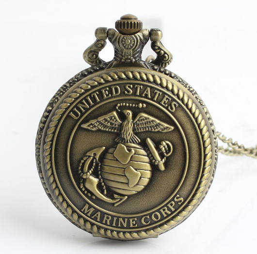 Reloj de Bolsillo Cuarzo Conmemorativo Infantería de Marina - Estilo Vintage Retro