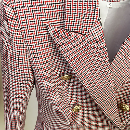 Blazer Cuadros Pied de Gallo Mujer Doble Botonadura Manga Larga - Image 16