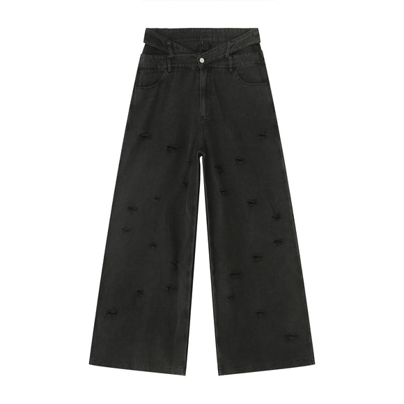 Pantalones Vaqueros Rotos Ancho Estilo Otoño para Hombre