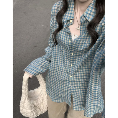 Camisa Cuadros Azul Primavera para Mujer - Image 2