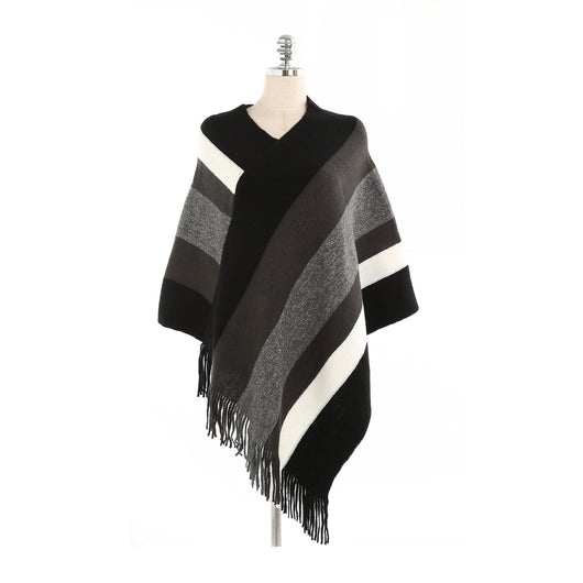 Chal de Cachemira con Flecos y Diseño Rayado - Image 6