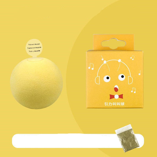 Pink pet gravity voice ball with a pull tab, packaged in a pink box with a cartoon bird design and musical notes. Includes a small bag of catnip. - Image 5