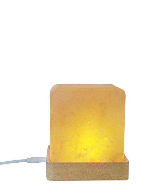 Lámpara de Sal Cristal con Base de Madera y LED Cuadrada - Image 8