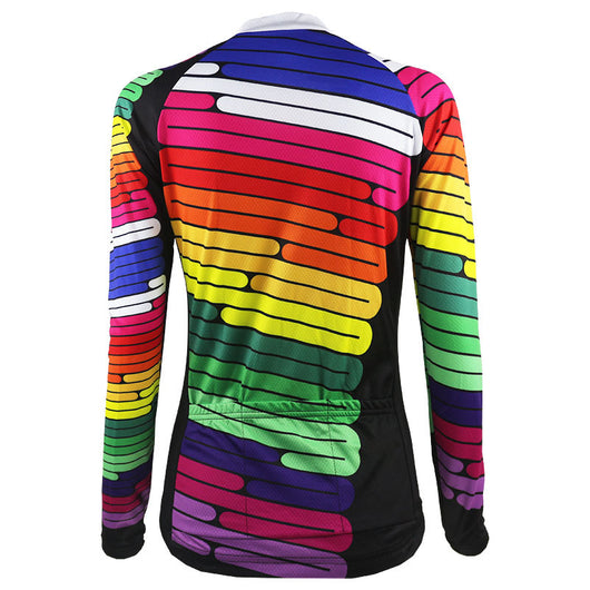 Maillot Ciclismo Mujer Manga Larga Rayas Coloridas - Image 3