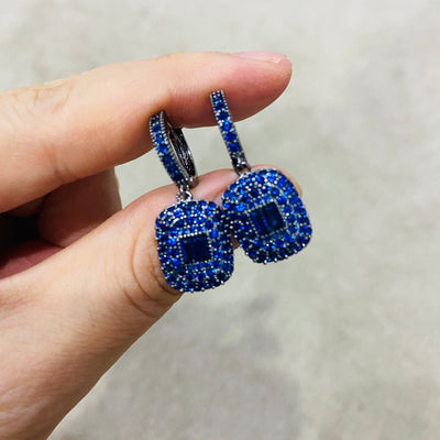 Aretes Cuadrados de Circonio Verde con Colgante Redondo