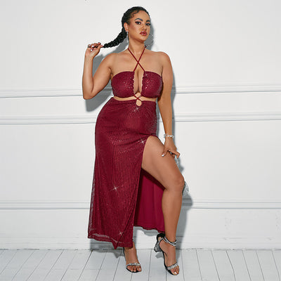 Vestido Rojo Ajustado con Cintura Alta y Envolvente de Pecho - Image 3