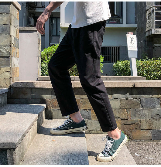 Pantalones Casuales Holgados para Hombre Estilo Harén Cropped - Image 12