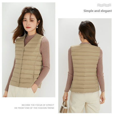 Chaleco Acolchado Ligero para Mujer - Cuello Redondo Cálido y Versátil - Image 43
