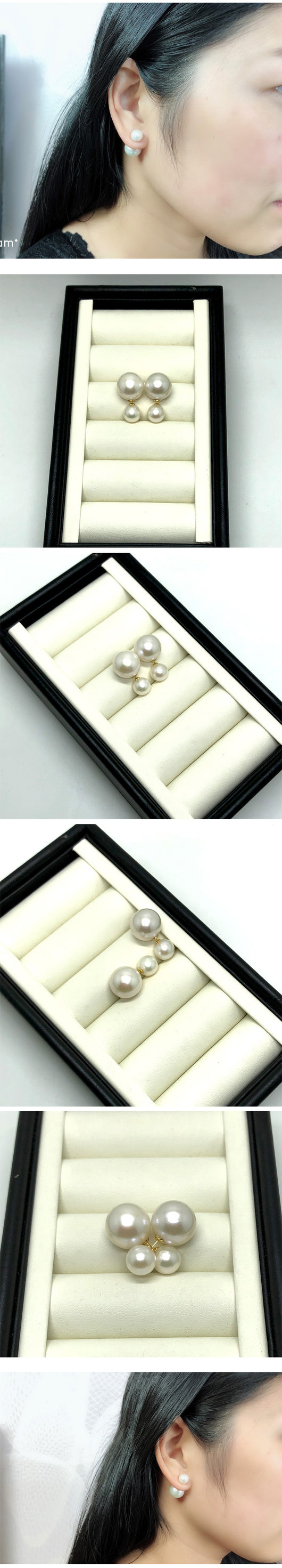 Aretes de Perlas de Agua Dulce Naturales Redondas para Mujer - Image 6