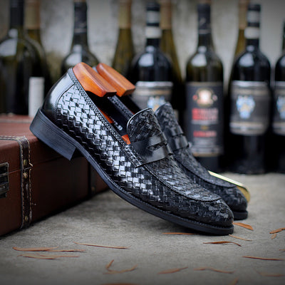 Zapatos de Cuero Tejido para Hombre - Estilo Ejecutivo Casual - Image 4
