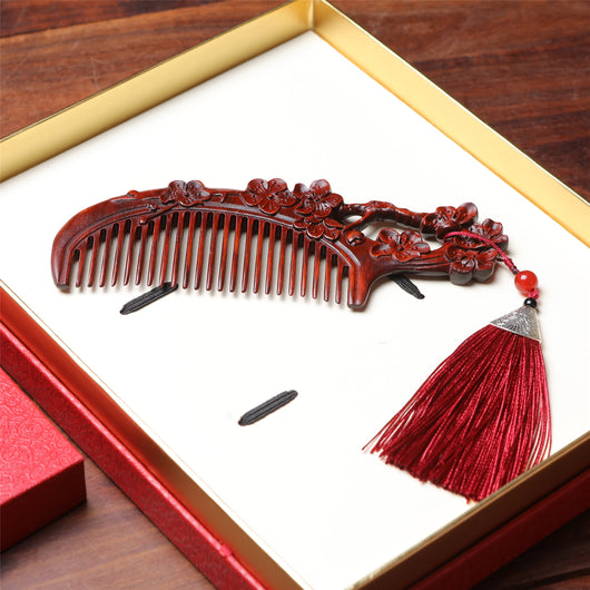 Juego de Peine y Horquilla de Madera de Palisandro - Flor de Cerezo - Image 3