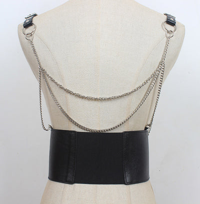 Cinturón de Cuero con Cadena Punk Metal para Mujer - Image 10