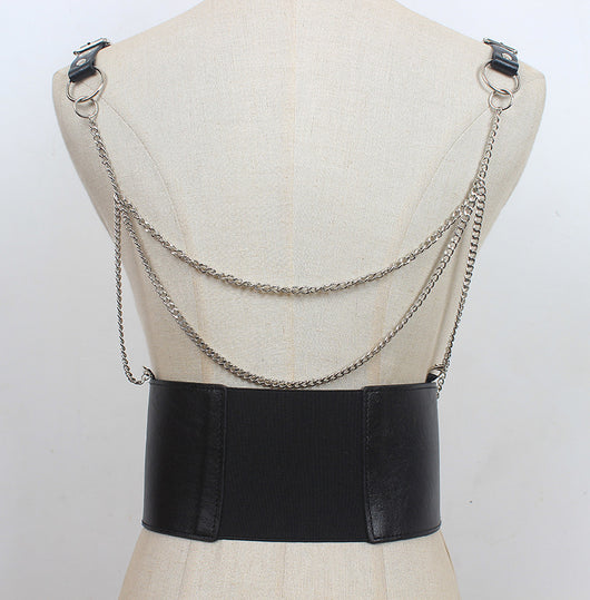Cinturón de Cuero con Cadena Punk Metal para Mujer - Image 10