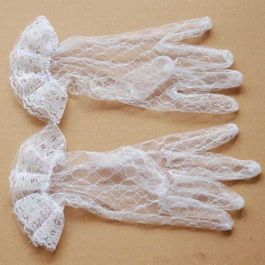Guantes de encaje cortos con dedos para novia - Image 11