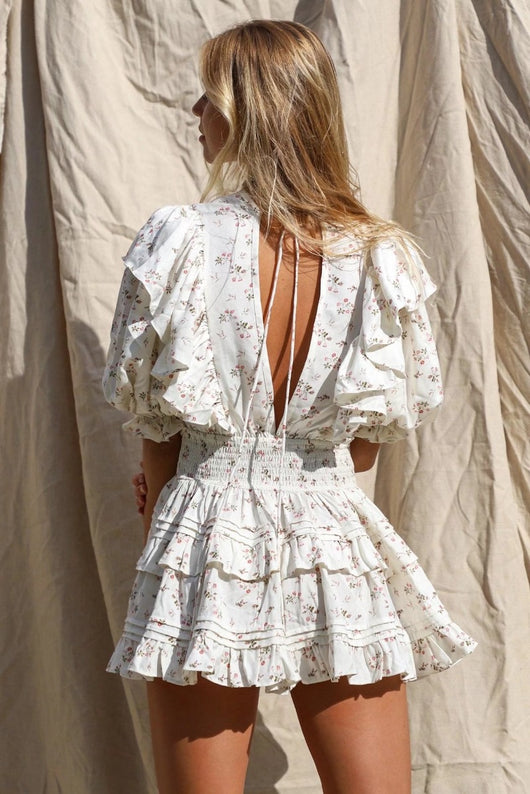 Vestido Estampado Especiado con Mangas Abullonadas y Cordones - Image 9