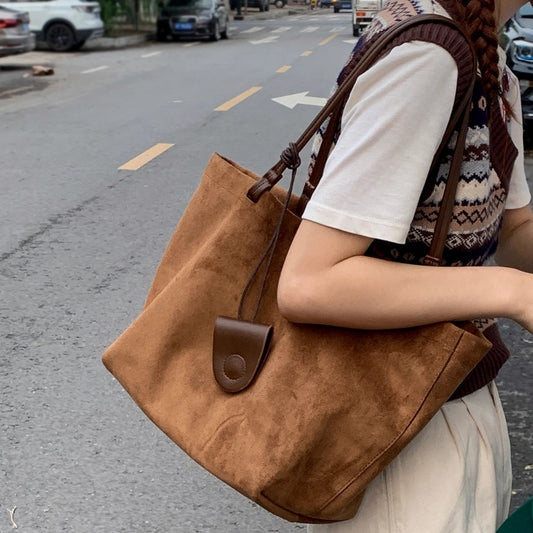 Bolso de Hombro Retro Ante Otoño Invierno Gran Capacidad Premium