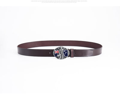 Cinturón de Cuero Genuino con Hebilla Bandera - Estilo Personalizado - Image 12