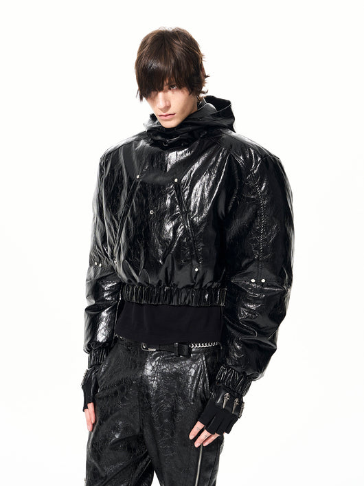 Chaqueta Hoodie Acolchada para Hombre con Diseño Deconstruido y Detalles de Cremallera - Image 9