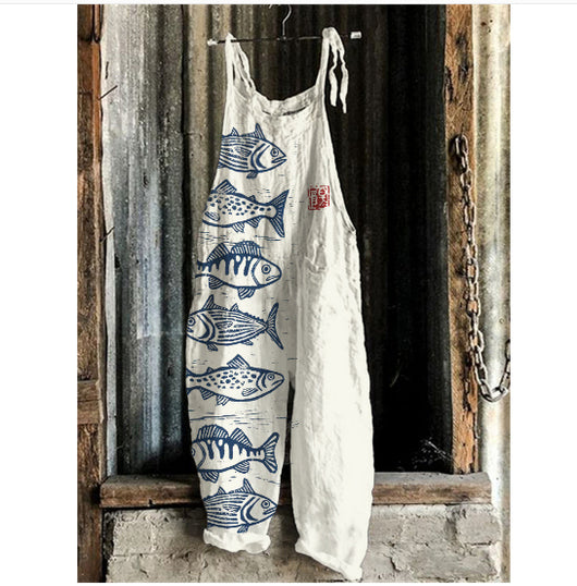 Jumpsuit Retro de Pierna Ancha con Estampado Dulce para Mujer - Image 17