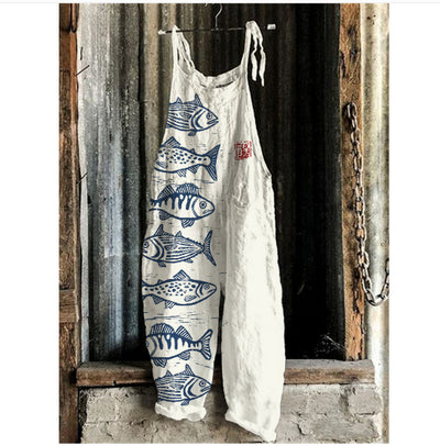 Jumpsuit Retro de Pierna Ancha con Estampado Dulce para Mujer - Image 17