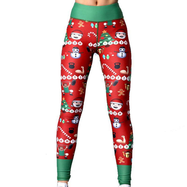Leggings Deportivos Navideños de Cintura Alta para Yoga y Fitness