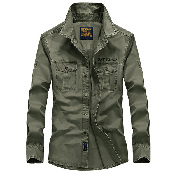 Camisa Militar Hombre Talla Grande Algodón Puro Manga Larga Casual Otoño - Image 6
