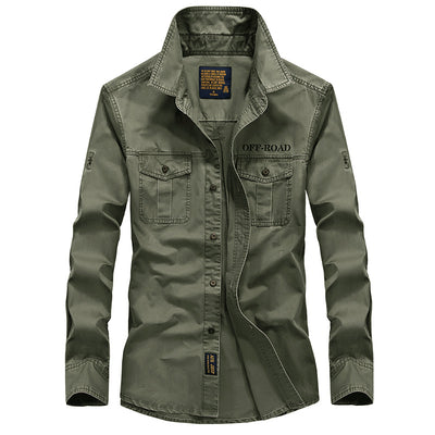 Camisa Militar Hombre Talla Grande Algodón Puro Manga Larga Casual Otoño - Image 6