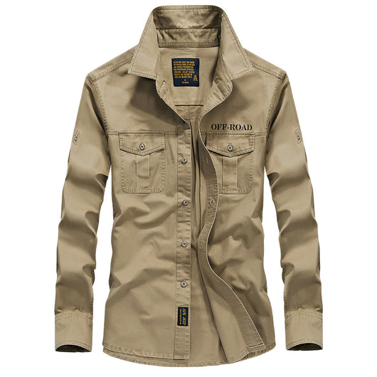 Camisa Militar Hombre Talla Grande Algodón Puro Manga Larga Casual Otoño - Image 7