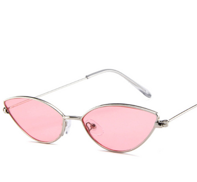 Retro cat eye sunglasses for women with bright yellow lenses and a sleek silver-tone metal frame. - Image 7