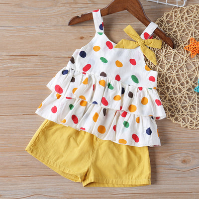 Conjunto Infantil Lunares con Moño: Blusa + Shorts