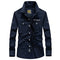 Camisa Militar Hombre Talla Grande Algodón Puro Manga Larga Casual Otoño