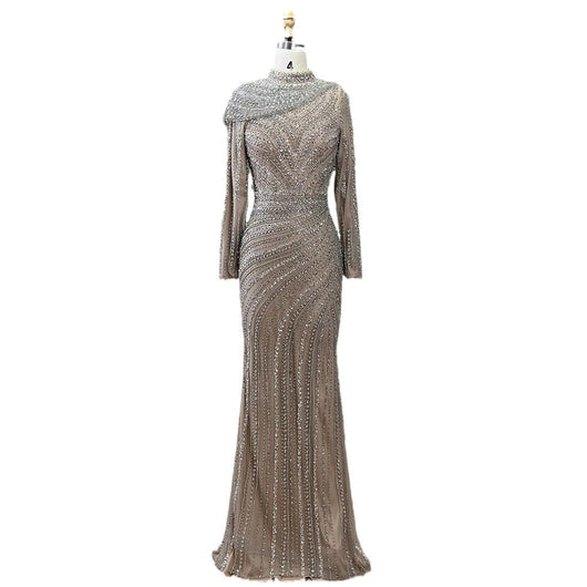 Vestido Fishtail Ajustado Nude para Mujer - Image 11
