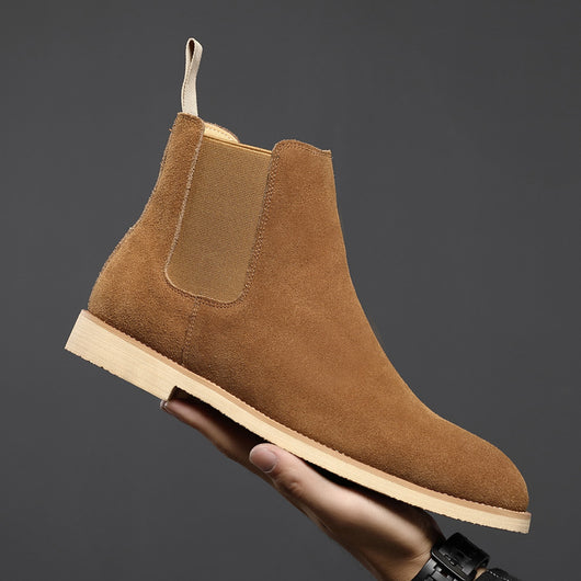 Botas Martin Punta Aguda de Cuero Nobuk para Hombre - Botines Altos Estilo Británico