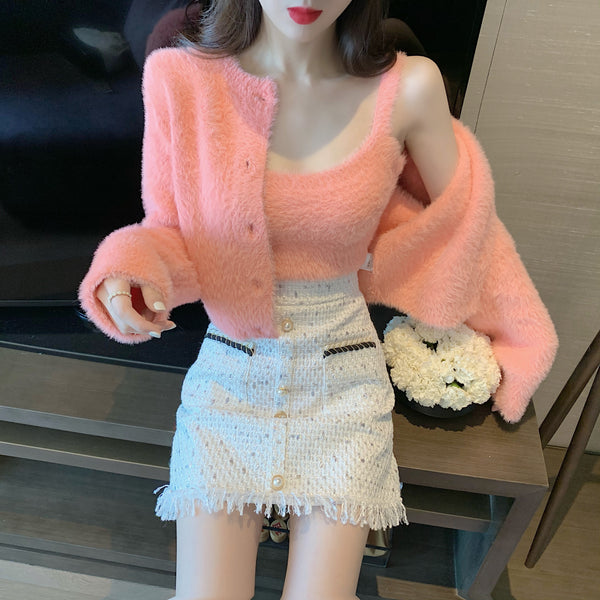 Conjunto de dos piezas con falda de cadera