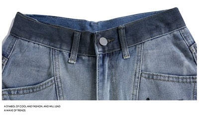 Jeans Cropped Desteñido Tie-dye Degradado Estilo Vintage - Image 8