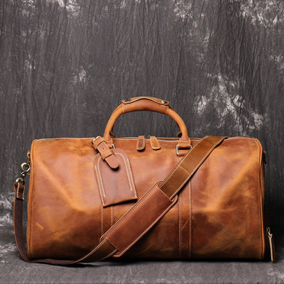 Bolsa de Viaje Retro en Cuero Genuino - Gran Capacidad Portátil para Hombre - Image 12