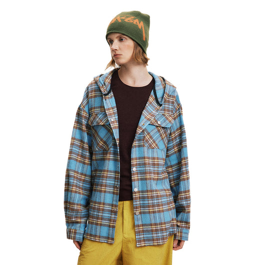 Camisa Cuadros Suelta con Capucha - Cardigan Retro Casual Europeo - Image 2
