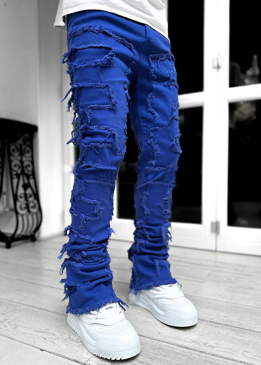 jeans, trousers, beige, white, burgundy, ripped, distressed, patched - Image 22