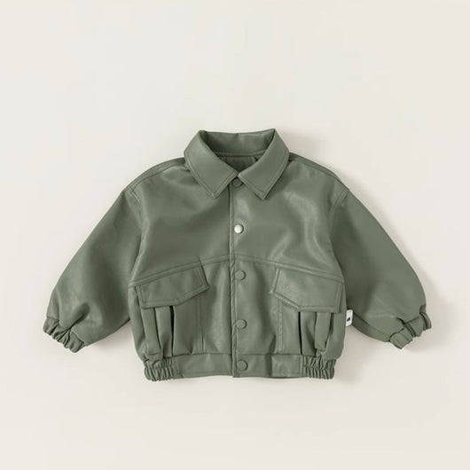 Abrigo Infantil de Cuero para Otoño