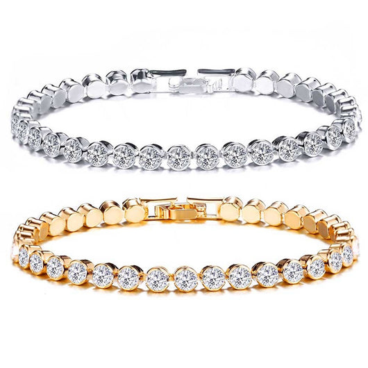 Pulsera de Diamantes en Fila Única con Cristal Romano