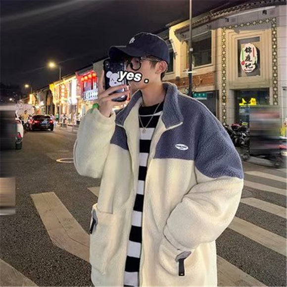 Abrigo de Lana Grueso Estilo Hong Kong Hombre Corte Suelto Versión Coreana