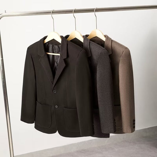 Blazer de Lana Suelta Gris Oscuro para Hombre - Elegancia Casual Profesional - Image 2