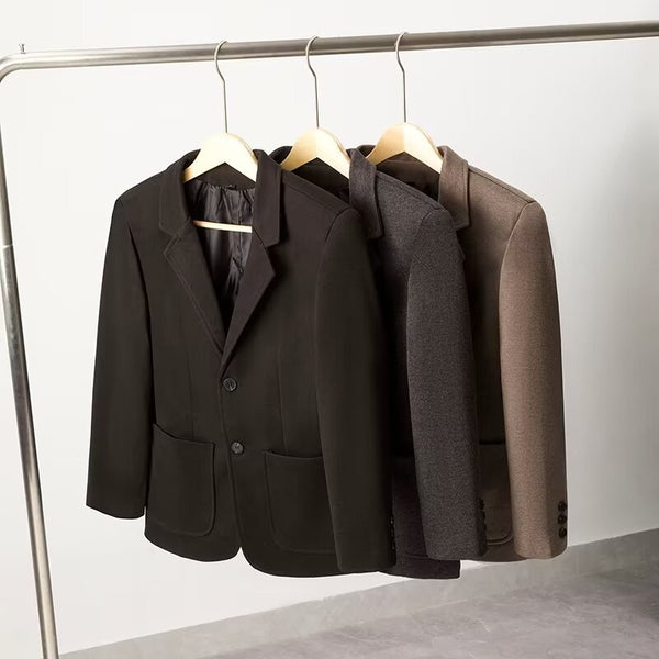 Blazer de Lana Suelta Gris Oscuro para Hombre - Elegancia Casual Profesional