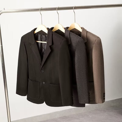Blazer de Lana Suelta Gris Oscuro para Hombre - Elegancia Casual Profesional - Image 2