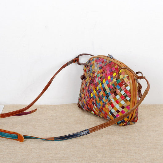Bolsa Tejida con Rayas Coloridas