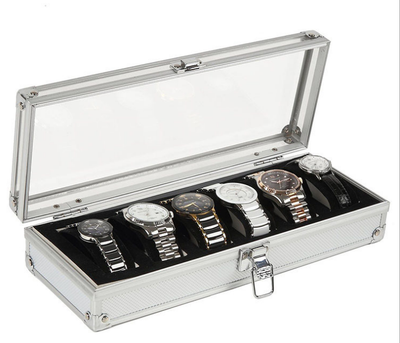 Estuche Organizador de Relojes y Joyas en Aluminio - Caja Coleccionista de 6 Compartimentos